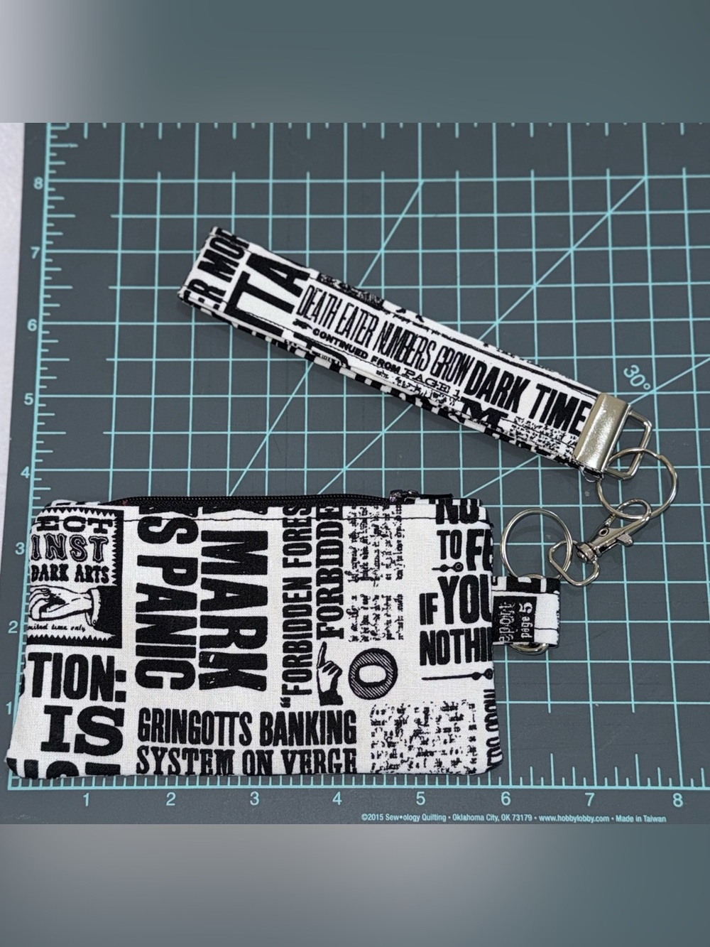 Harry Potter  Newspaper Print Coin Purse Wristlet Keychain